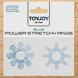 Набір ерекційних кілець з 2 штук "Power stretchy Rings Blue" від Toy Joy, фото 2