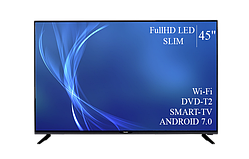 Сучасний Телевізор Bravis 45" Smart-TV/Full HD/DVB-T2/USB Android 13.0