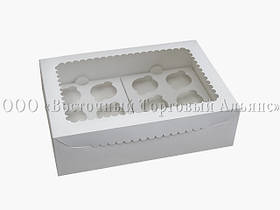 Упаковка для 12 кексів і мафінів - Біла - 355х250х100 мм