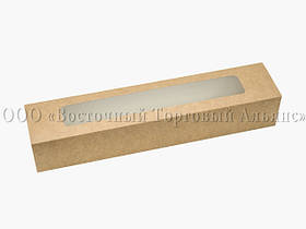 Упаковка для макаронс з прозорим віконцем - Крафт - 305х62х52 мм