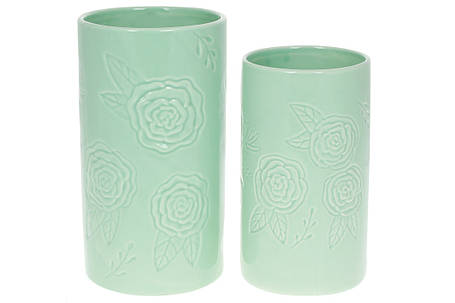 Ваза керамічна 10.5*10.5*18.5см, колір - зелена м'ята(733-414), фото 2