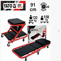 Лежак - стілець автослюсаря підкатний для ремонту автомобіля на СТО автосервіса, майстерні YATO YT-08802