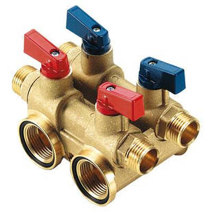 Колектор подвійна серія TOTEM із кульовими кранами 2х2х 3/4В-Н х2 тепл.- хол.