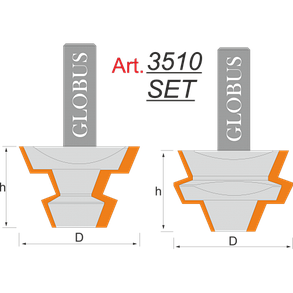 Комплект фрез 3510set Sekira 08-242-370 (кутове зрощення, для бочок) D37 O22.5 h22 d8, фото 2