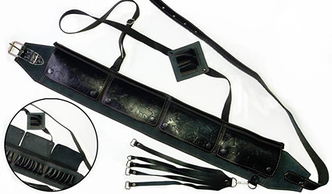 Патронташ на 4 кришки закриті + блискавка (з тисненням шкір.чер.)