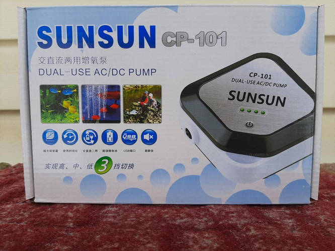Купить SunSun CP-101, 90 л/ч. Компрессор на аккумуляторе для аквариума ...