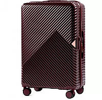 Бордовый большой дорожный чемодан на 4 колесах wings WN-01 размер L прочный чемодан из поликарбоната