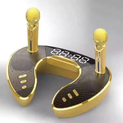 Караоке система на два микрофона с колонкой ST2020 - (золотая) - фото 3 - id-p1331079483