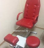 Червоний педикюрний комплект: крісло для педикюру, підставка для ніг, стілець для майстра, фото 5