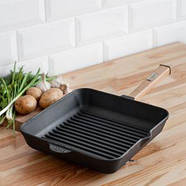 Чавунна сковорода гриль Optima, Чавунна квадратна сковорода гриль Optima, 260х260х50мм, фото 5