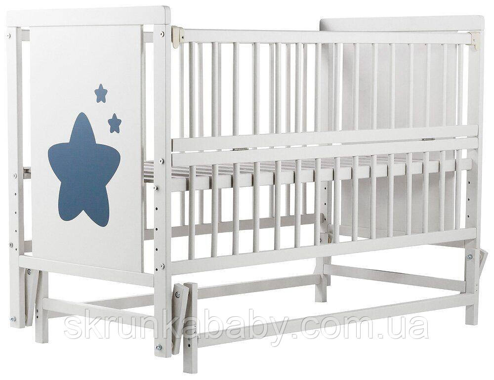 Ліжко Babyroom Зірочка Бук (маятник, відкидний бік)Білий колір