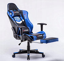 Ігровий стілець EXTREME ZERO BLUE Кресло игровое Геймерское кресло с подставкой + ПОДУШКИ кресло поворотноє