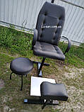 Чорне крісло для педикюру в комплекті з підставкою для ніг і стільцем для майстра (чорний матовий), фото 2