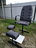 Чорне крісло для педикюру в комплекті з підставкою для ніг і стільцем для майстра (чорний матовий), фото 4