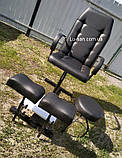 Чорне крісло для педикюру з двома підставками для ніг і стільцем для майстра, фото 3