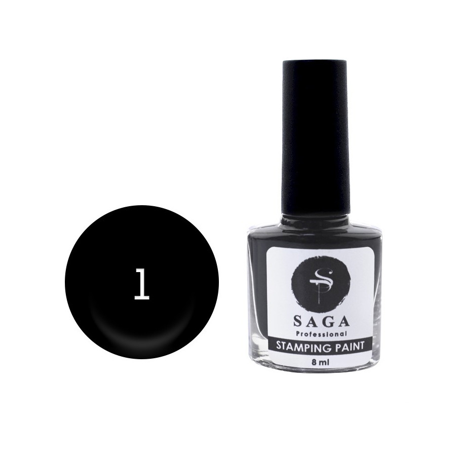 Лак для стемпінгу Saga Stamping paint, 8 мл (чорний), фото 1
