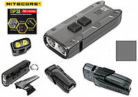 Наключник мини фонарик Nitecore Tip SE Gray + Клипса крепеж (700LM, 500mAh, USB Type-C, Osram P8)