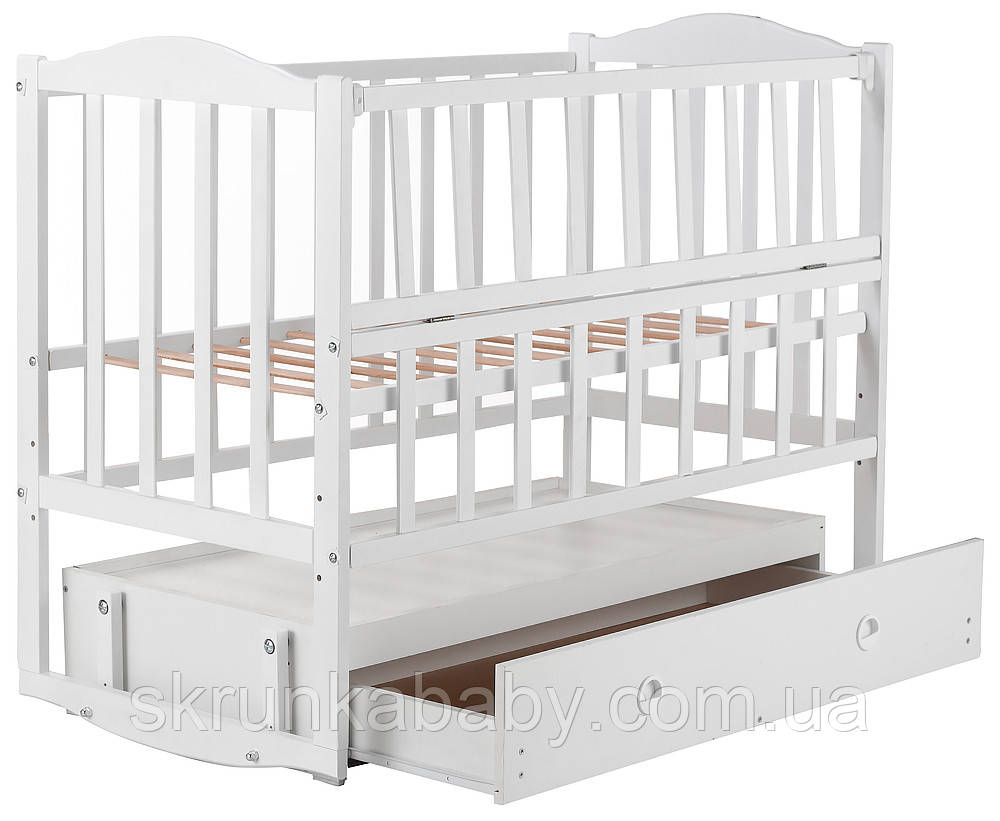 Ліжко Babyroom Зайченя (маятник, ящик, відкидний бік) біла