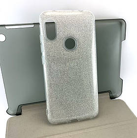 Чохол для Xiaomi Redmi Note 6, Note 6 Pro накладка силіконовий бампер протиударний Glitter сріблястий