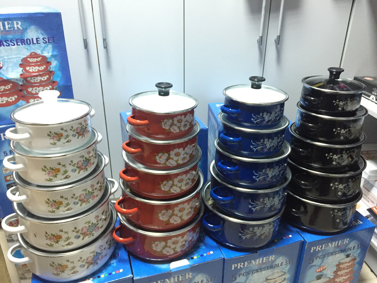 Набір емальованих каструль зі скляними кришками з 5 шт PREMIER PR-673, фото 1