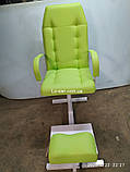 Салатове крісло для педикюру з 2ма підставками для ніг, фото 3