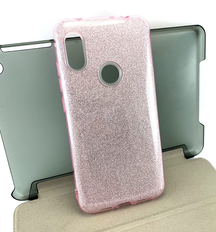 Чохол для Xiaomi Redmi Note 6, Note 6 Pro накладка силіконовий бампер протиударний Glitter рожевий