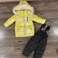 Дитячий зимовий костюм 80 куртка та комбінезон на флісовій підкладці для дівчинки