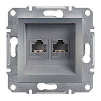 Розетка комп'ютерна rj45 utp кат. 5е подвійна asfora сталь