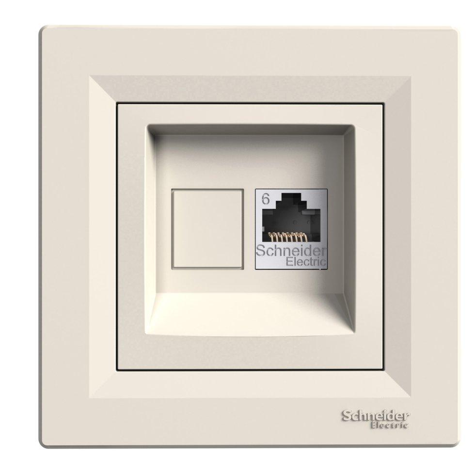 Розетка комп'ютерна rj45 utp кат.6 крем asfora
