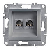 Розетка комп'ютерна rj45 utp кат.6 подвійна asfora сталь