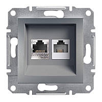 Розетка комп'ютерна rj45 кат. 5е і телефонна розетка rj12 asfora сталь