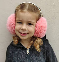 Рожеві дитячі навушники з хутра кролика