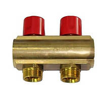 Колектор із регульованими вентилями Bianchi 50 мм 2 виходи 1х3/4 ЗР червоний (232E06050A)