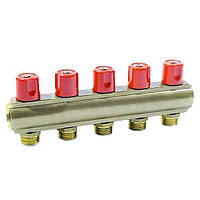 Колектор з регульованими вентилями Bianchi 50 мм 5 виходів 1х3/4 ЗР червоний (235E06050A)