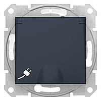 Розетка ip44 з кришкою і захисними шторками sedna графіт