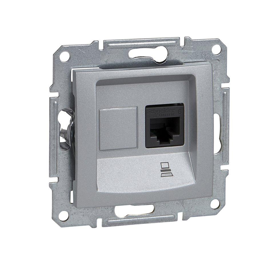 Комп'ютерна розетка rj45 utp категорія 5e sedna алюміній