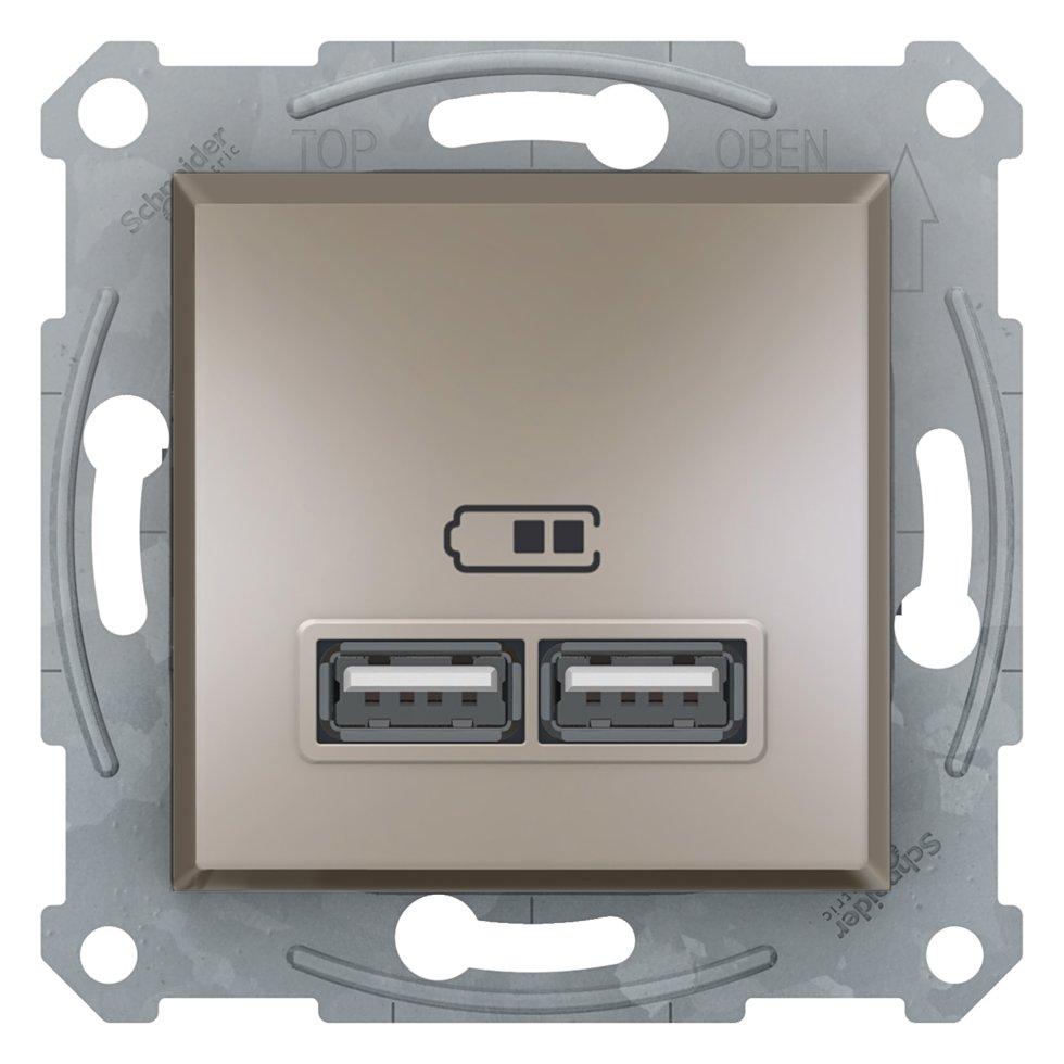 Usb розетка 2,1 a бронза asfora