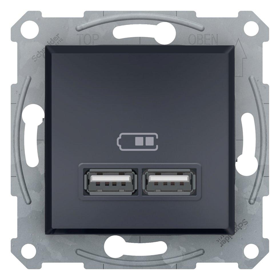 USB розетка 2,1A антрацит ASFORA