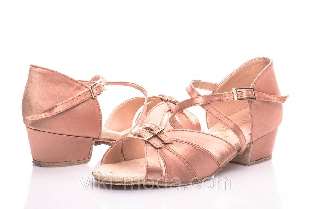 Туфлі для спортивно бальних танців для дівчинки "Тетяна" атлас загар, фото 1