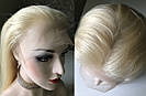 Довга перука-система блонд #613 на повній сітці з натурального волосся, імітація шкіри голови, фото 3