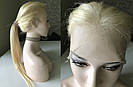 Довга перука-система блонд #613 на повній сітці з натурального волосся, імітація шкіри голови, фото 6