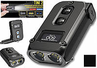Мини фонарь на ключи Nitecore TINI2 с OLED и Type-C (500LM, 280mAh, Osram P8*2, USB, 5 Mode), Black