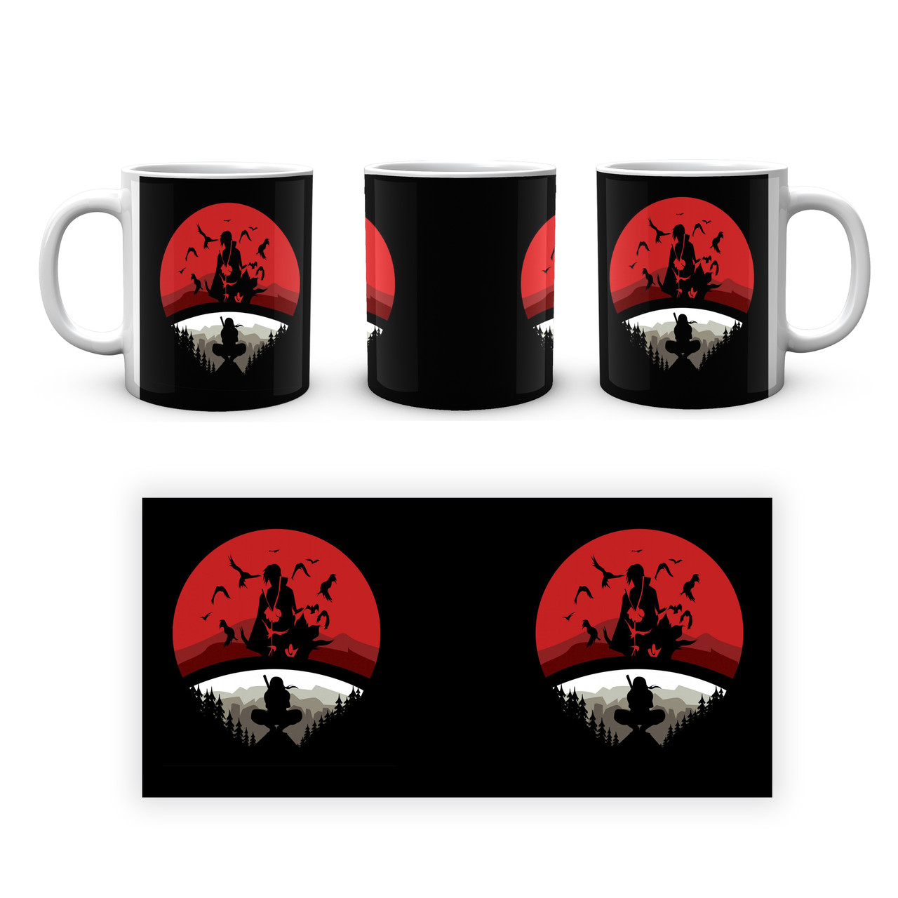 Кухоль Geek Land біла Наруто Naruto клан учиха ітачі силуети вектор NA.02.302, фото 1