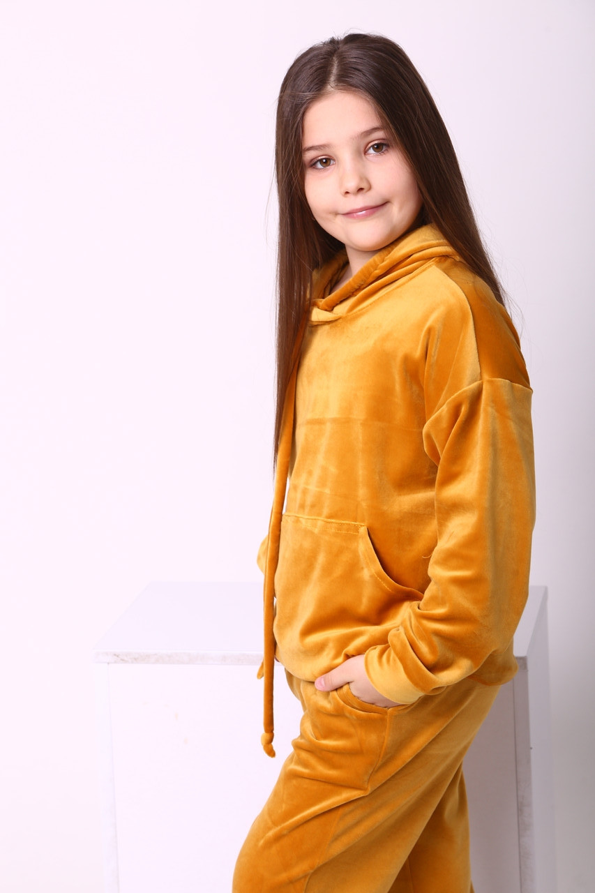 Спортивный костюм для девочки подросток в стиле оверсайз из королевского велюра - фото 2 - id-p1331384179
