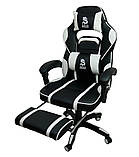 Спортивное кресло с подставкой и подушкам Крісло спортивне геймерське БІЛЕ DEUS LARGE Крісло Стул Кресло, фото 4