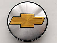 Колпачки заглушки в литые диски Chevrolet 60/56/10 мм. Серебро Черная основа