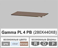 Стеклянная полка настенная навесная прямоугольная Commus PL4 PB (280х440х8мм)