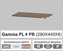 Скляна полиця настінна навісна прямокутна Commus PL4 PB (280х440х8мм)