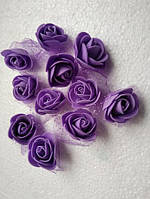 Троянди з латексу, фіолетовий із фатином (ФОМ, FOAM) 500 шт. пачка (для ведмедиків)