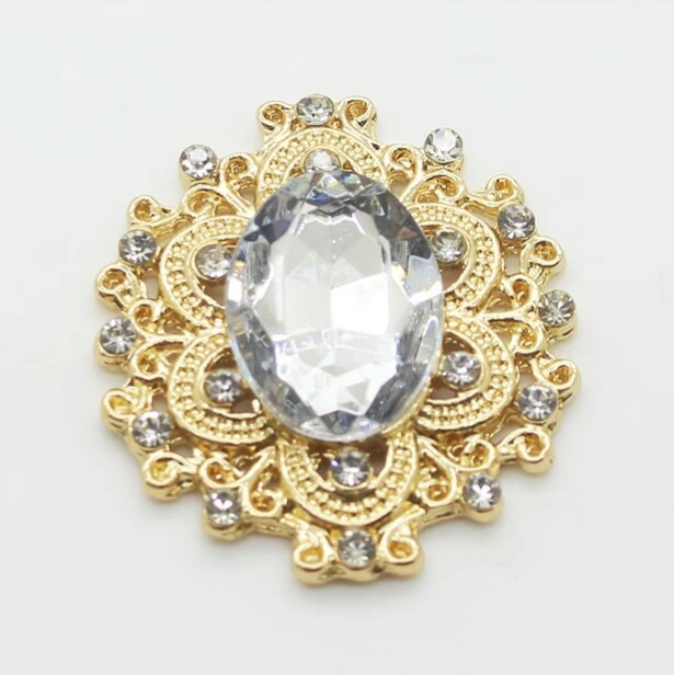 Камінь у золотистій ажурній оправі 30*32 мм срібло, фото 1